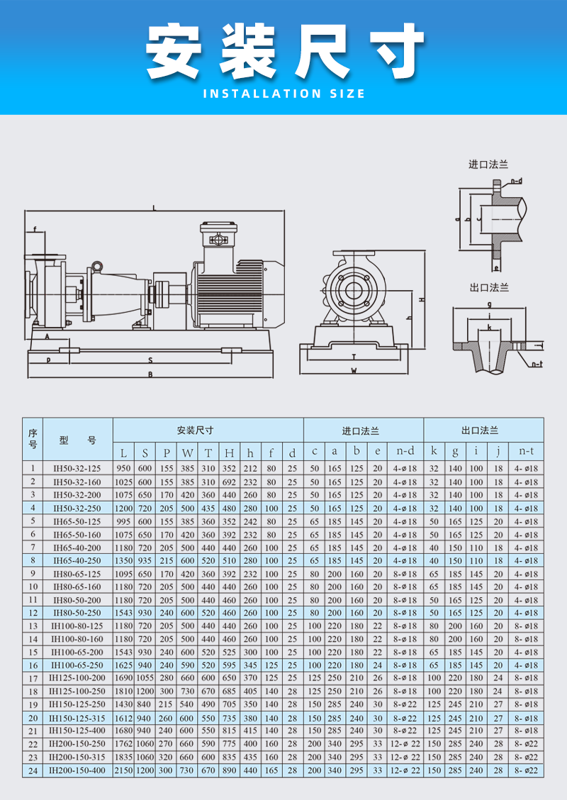 氟塑料離心泵安裝尺寸