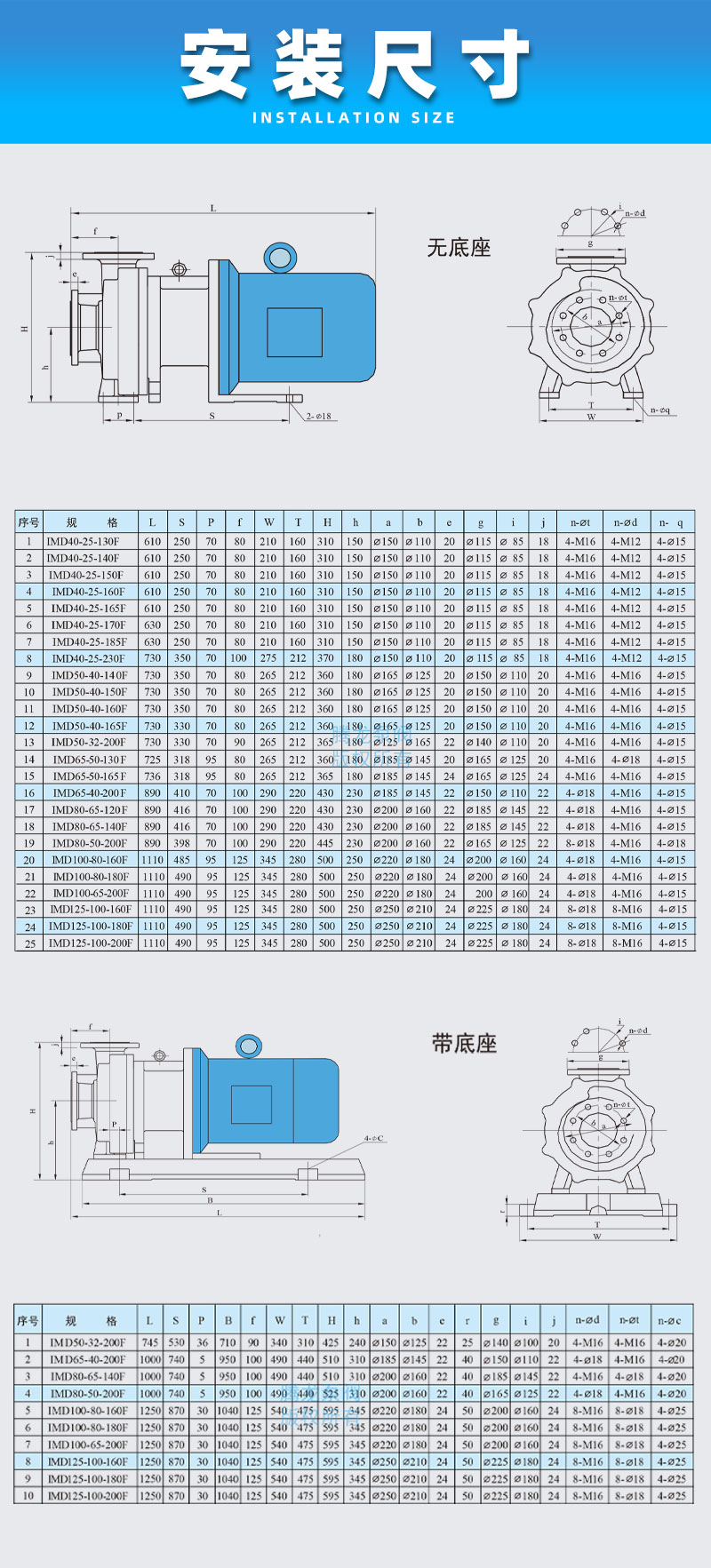 氟塑料磁力泵安裝尺寸